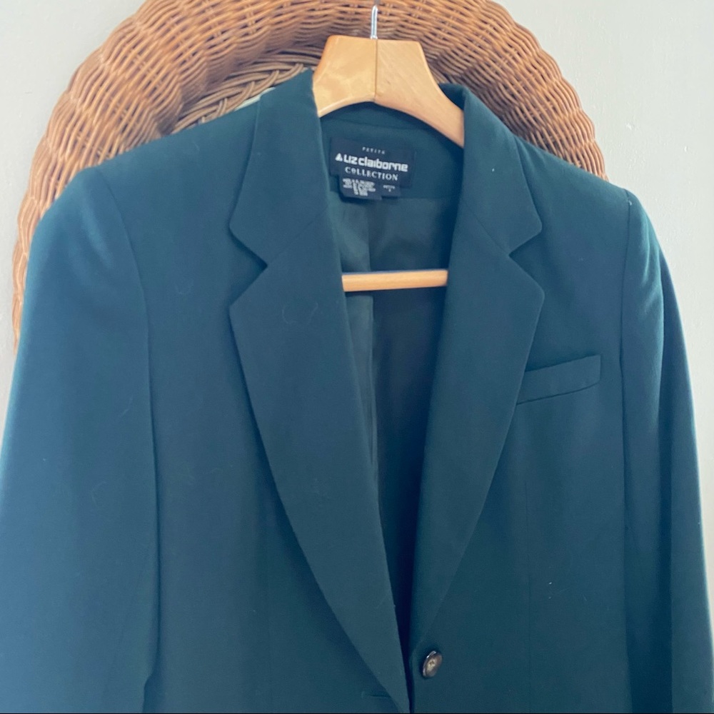 Liz Claiborne Dark Green Suit Jacket Blazer